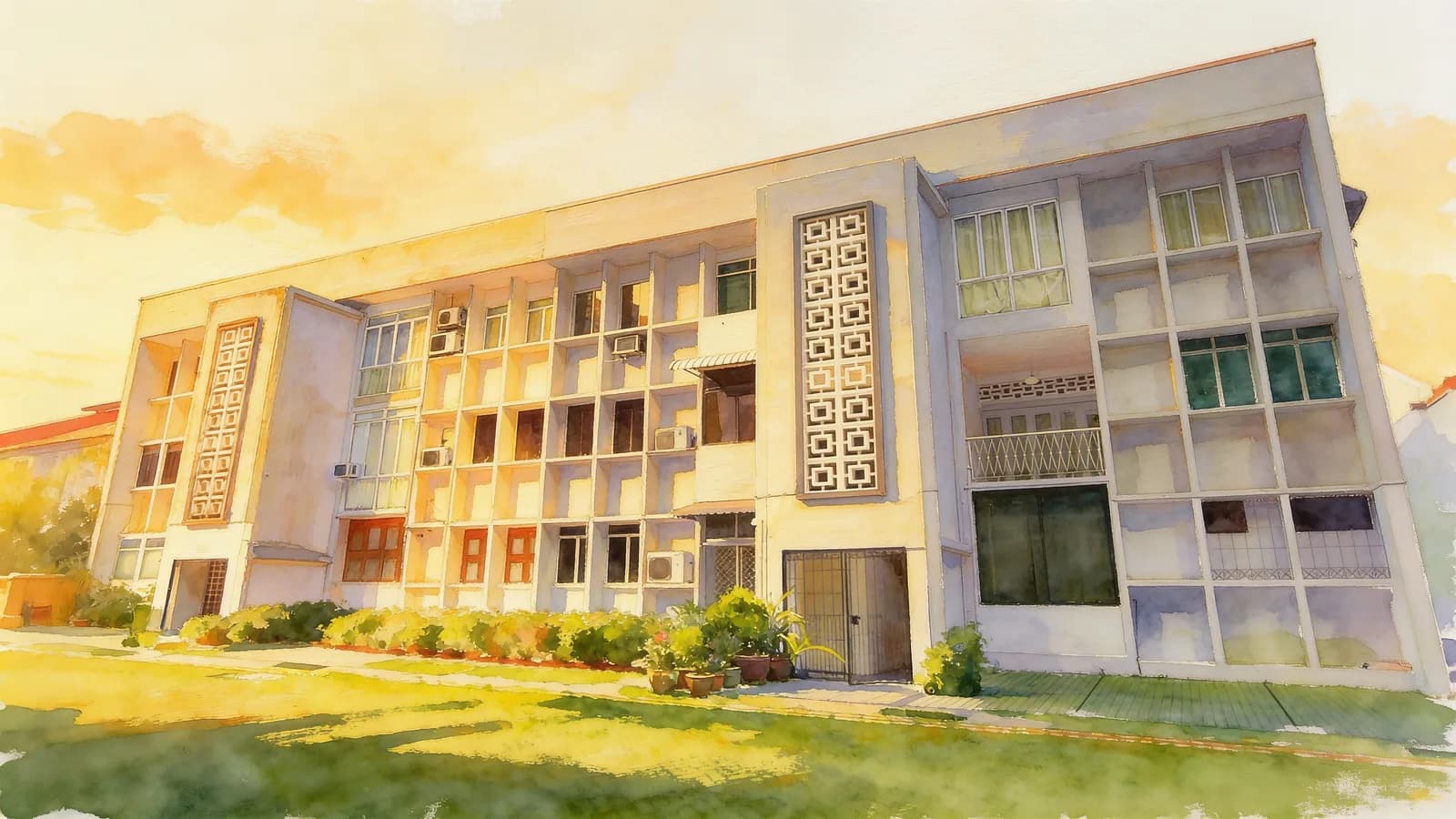 Emerald Apartments, a condominium in Newton. Illustration is AI-generated.