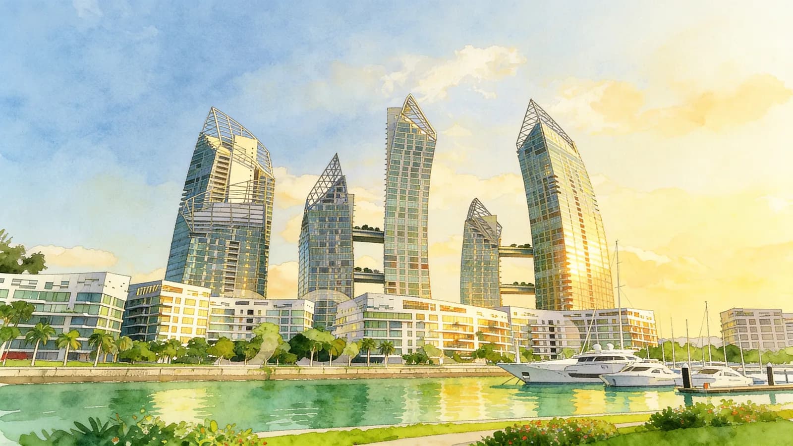 Reflections At Keppel Bay, a 37-storey condominium in Bukit Merah. Illustration is AI-generated.