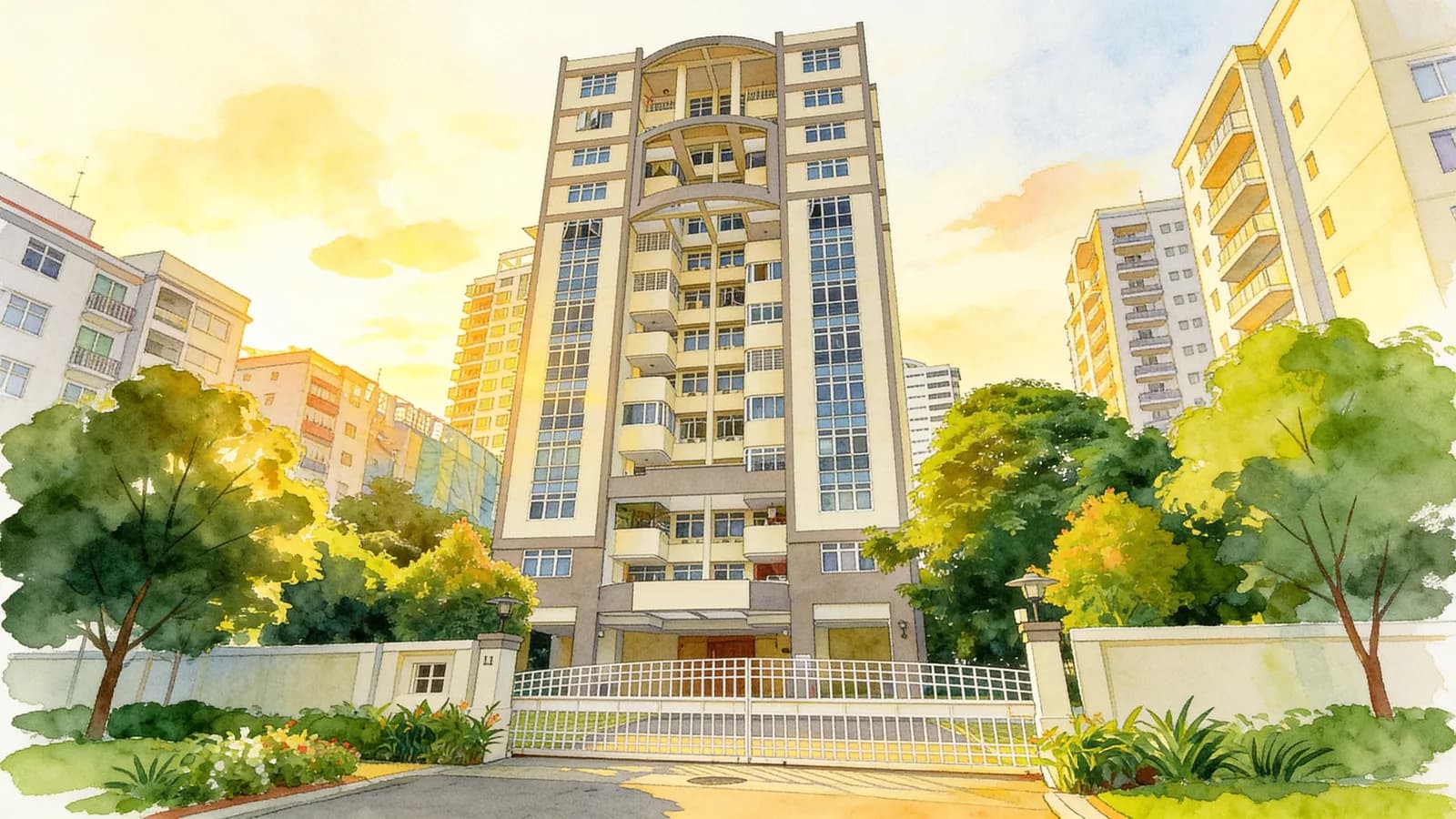 Summer Green, a condominium in Novena. Illustration is AI-generated.