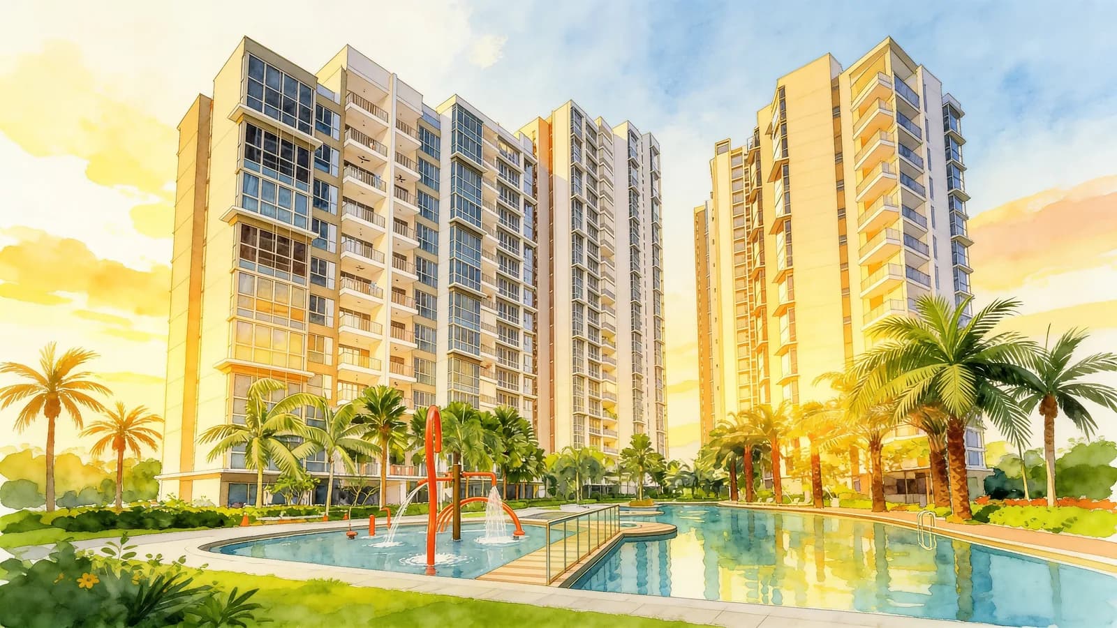H2O Residences, a 23-storey condominium in Sengkang. Illustration is AI-generated.