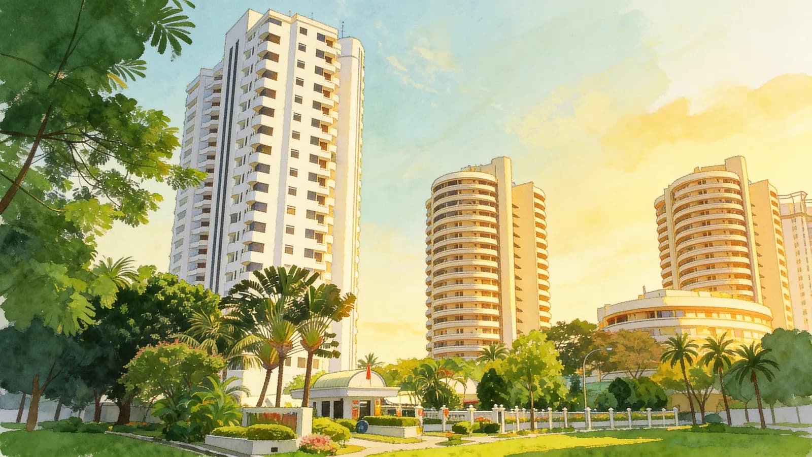 Hawaii Tower, a condominium in Marine Parade. Illustration is AI-generated.