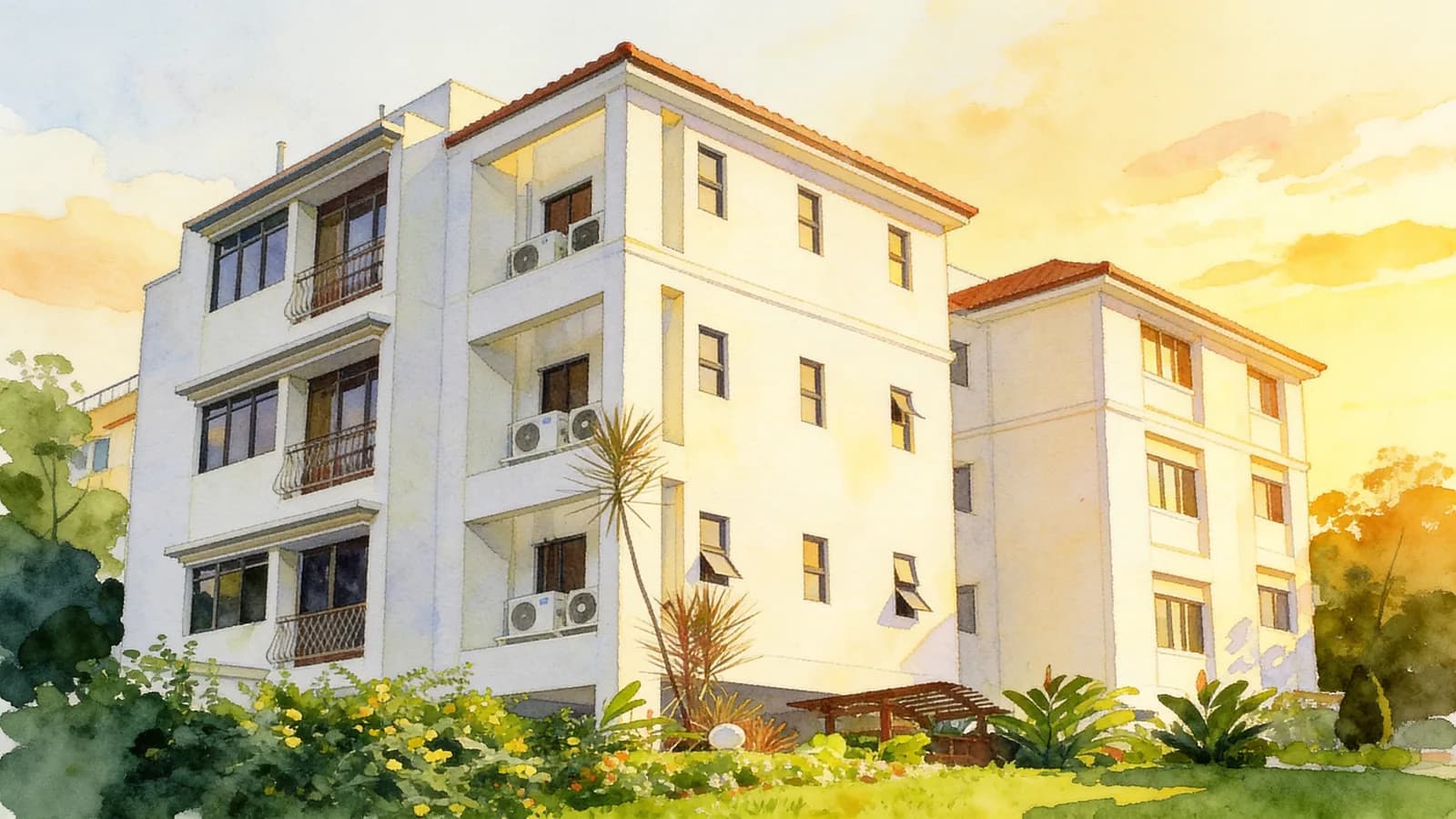 Dorset Mansions, an apartment in Kallang. Illustration is AI-generated.