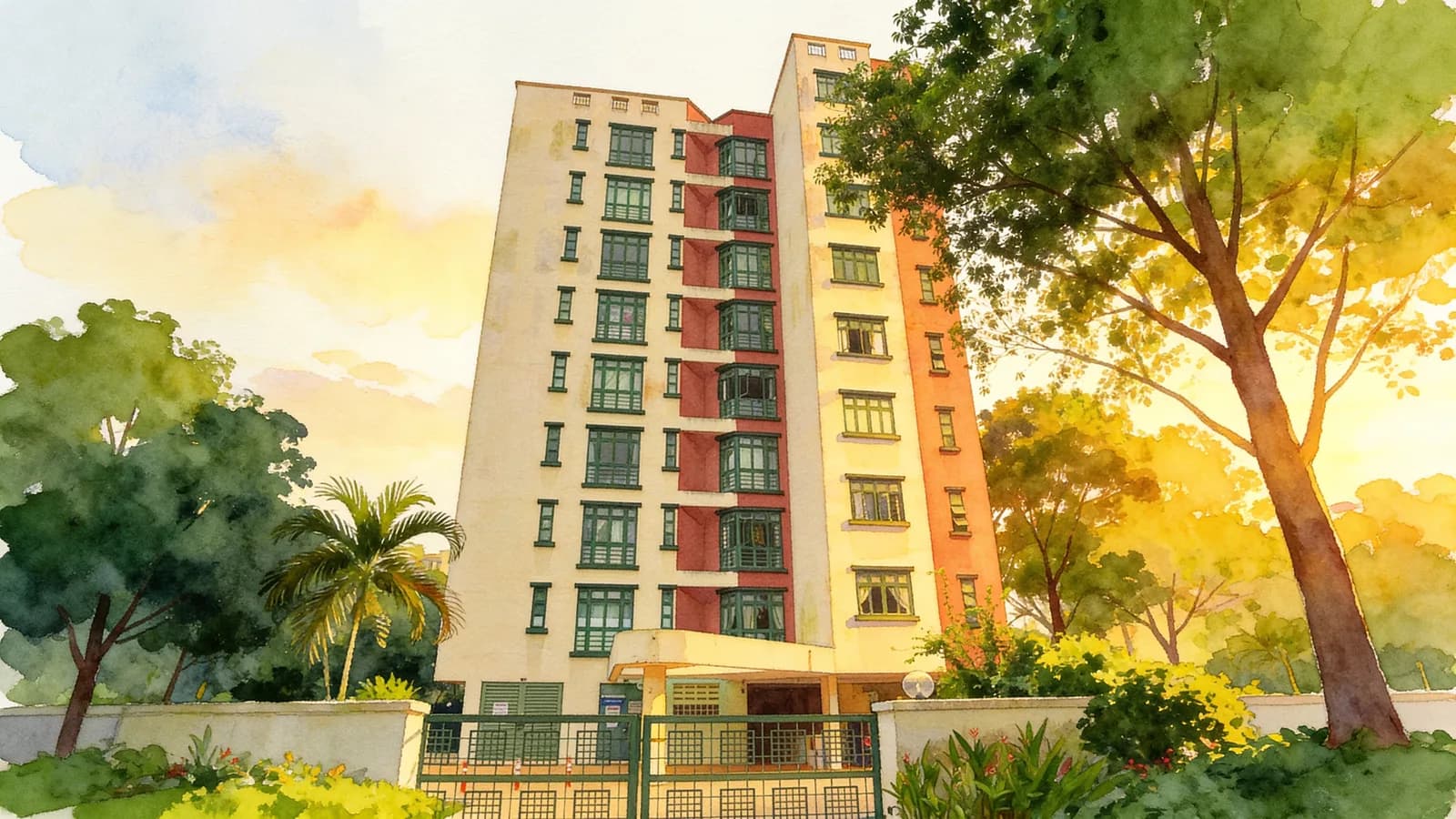 Regis Mansions, a 10-storey condominium in Bukit Timah. Illustration is AI-generated.