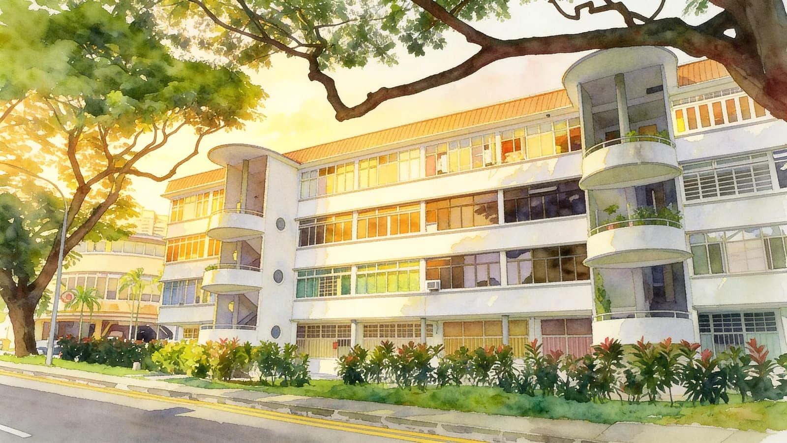 Tiong Bahru Estate, an apartment in Bukit Merah. Illustration is AI-generated.
