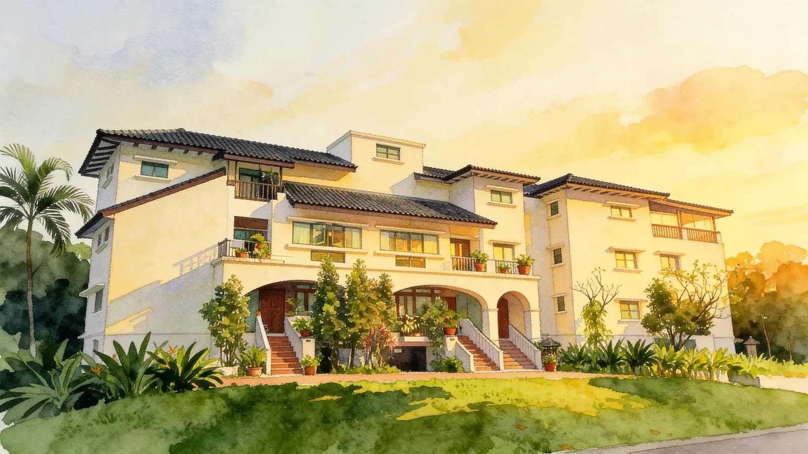 90 Holland Road, a 7-storey condominium in Bukit Timah. Illustration is AI-generated.