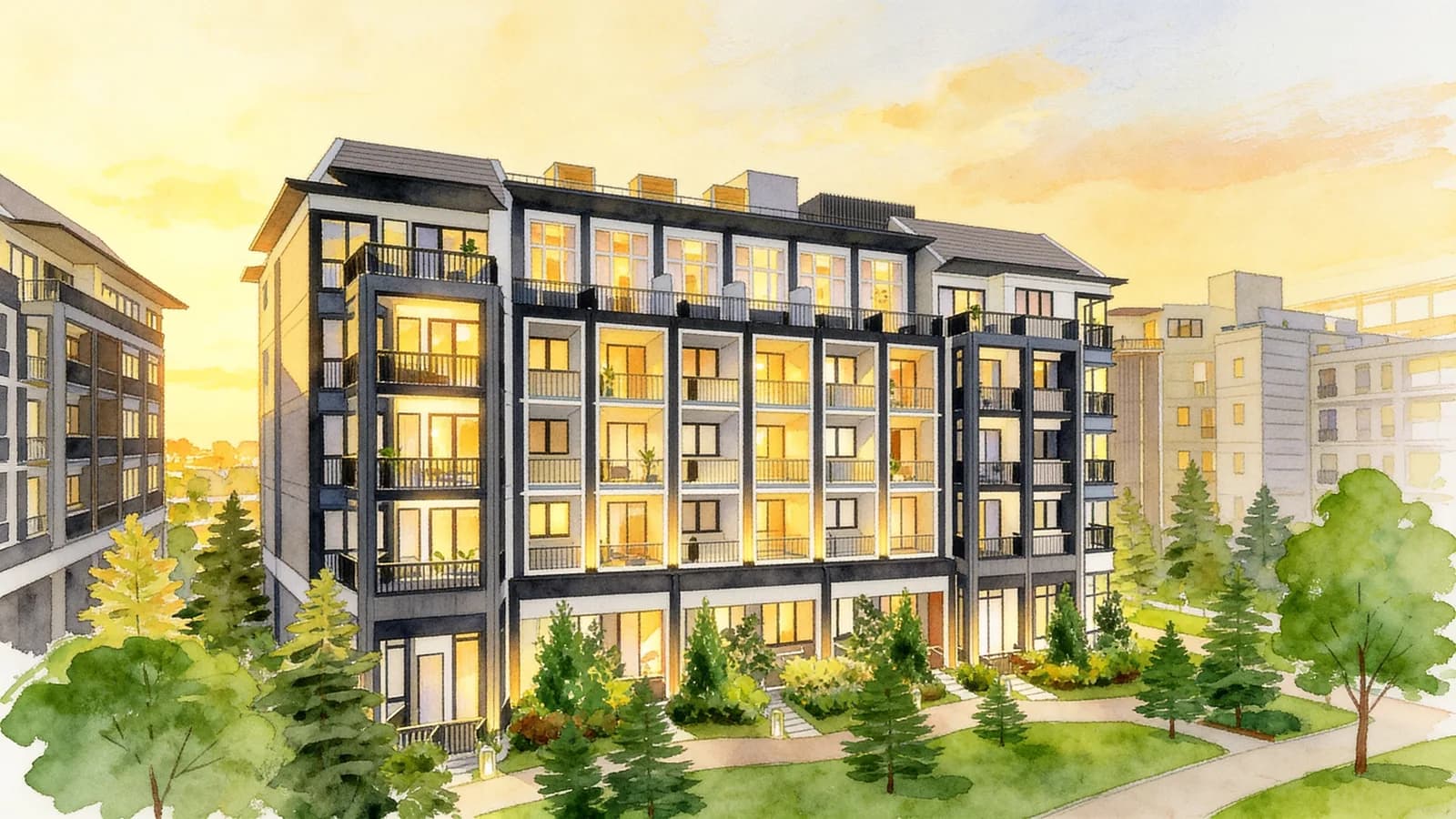 Mayfair Gardens, a 5-storey condominium in Bukit Timah. Illustration is AI-generated.