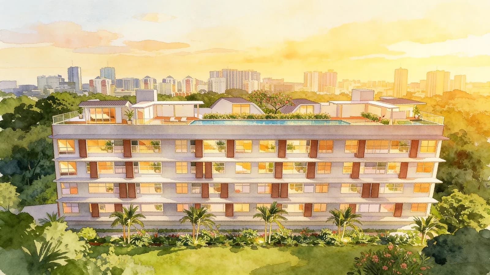 Park Residences Kovan, a 5-storey condominium in Hougang. Illustration is AI-generated.