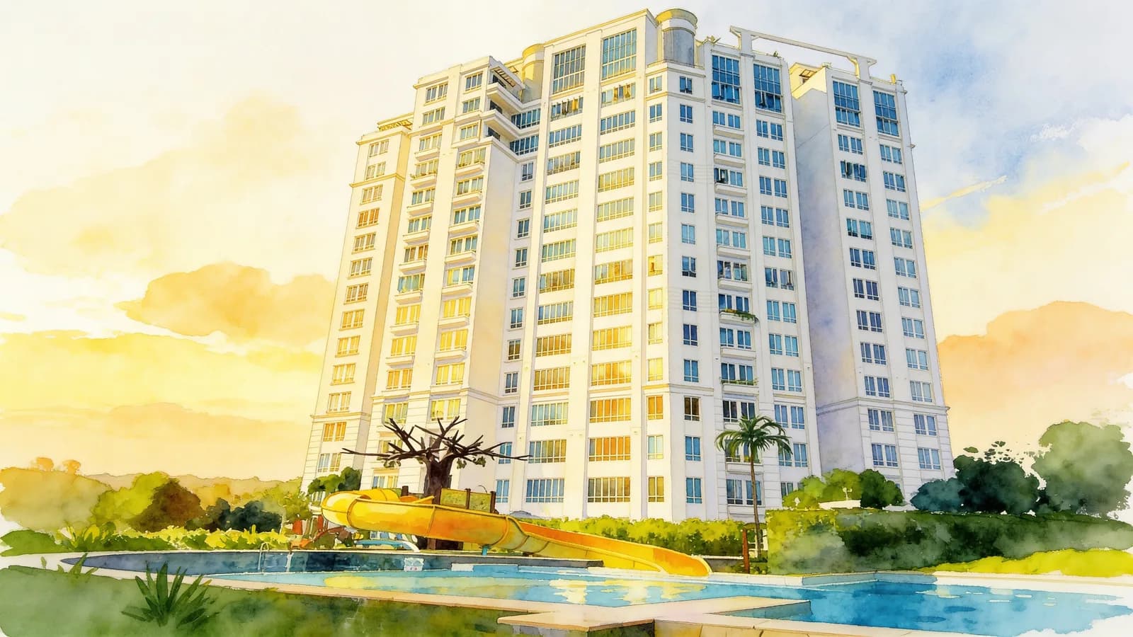 Northoaks, a 15-storey condominium in Woodlands. Illustration is AI-generated.