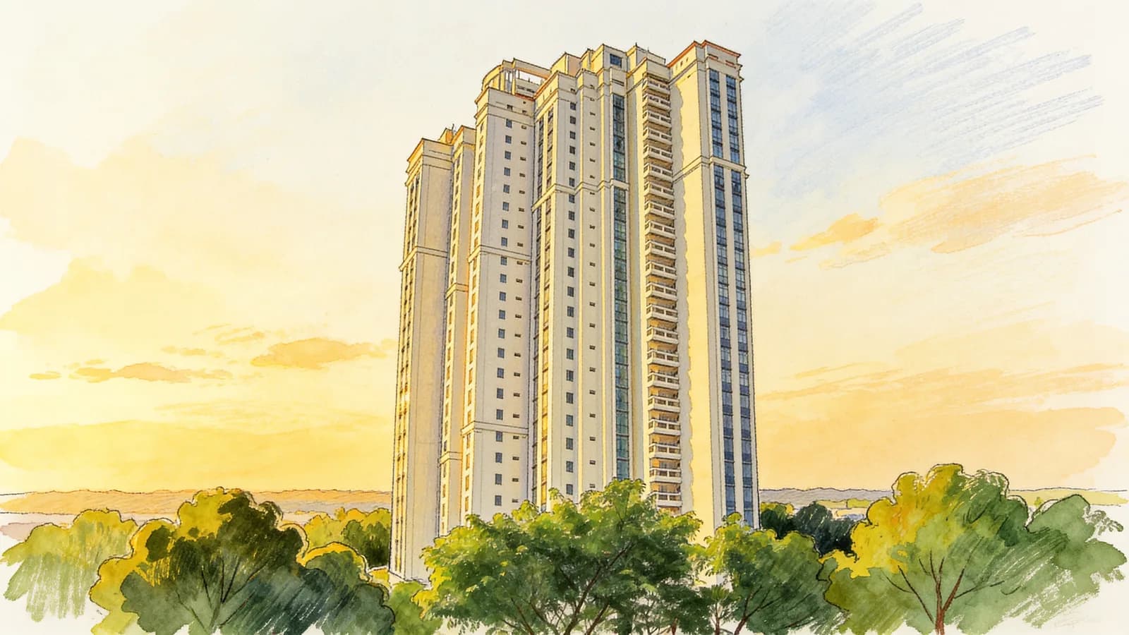 Mirage Tower, a 33-storey condominium in Singapore River. Illustration is AI-generated.