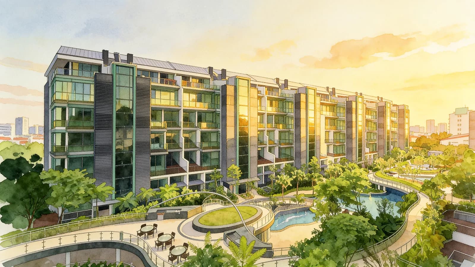 Duchess Residences, a 5-storey condominium in Bukit Timah. Illustration is AI-generated.