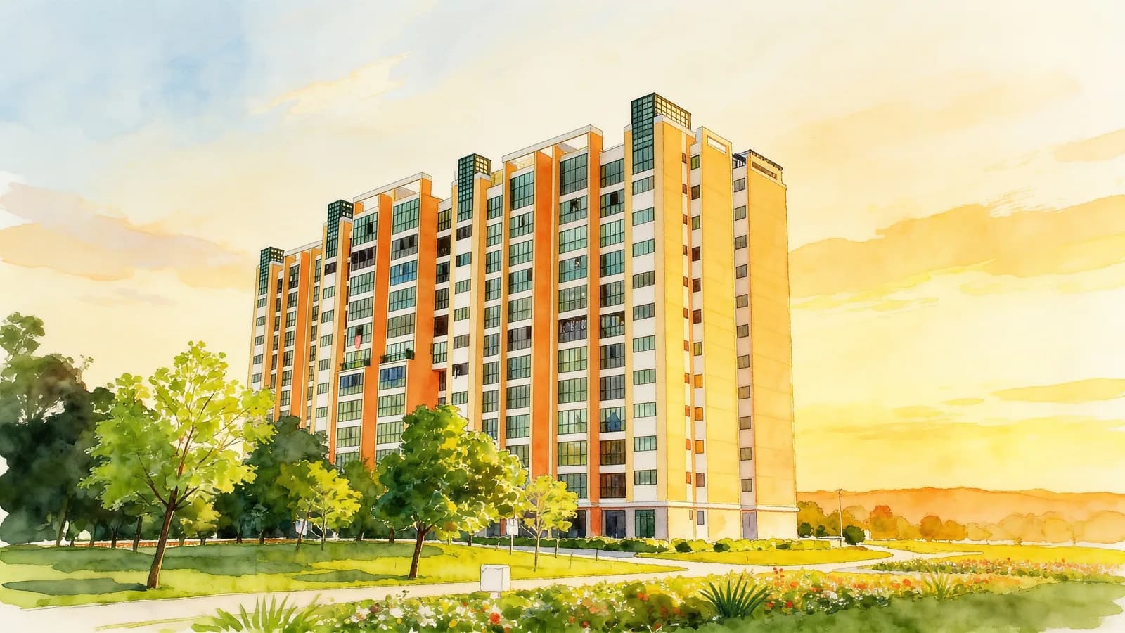 Pinevale, a 14-storey condominium in Tampines. Illustration is AI-generated.