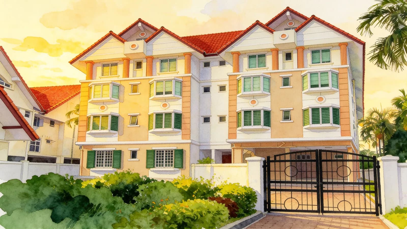 Spring Gardens, an apartment in Marine Parade. Illustration is AI-generated.