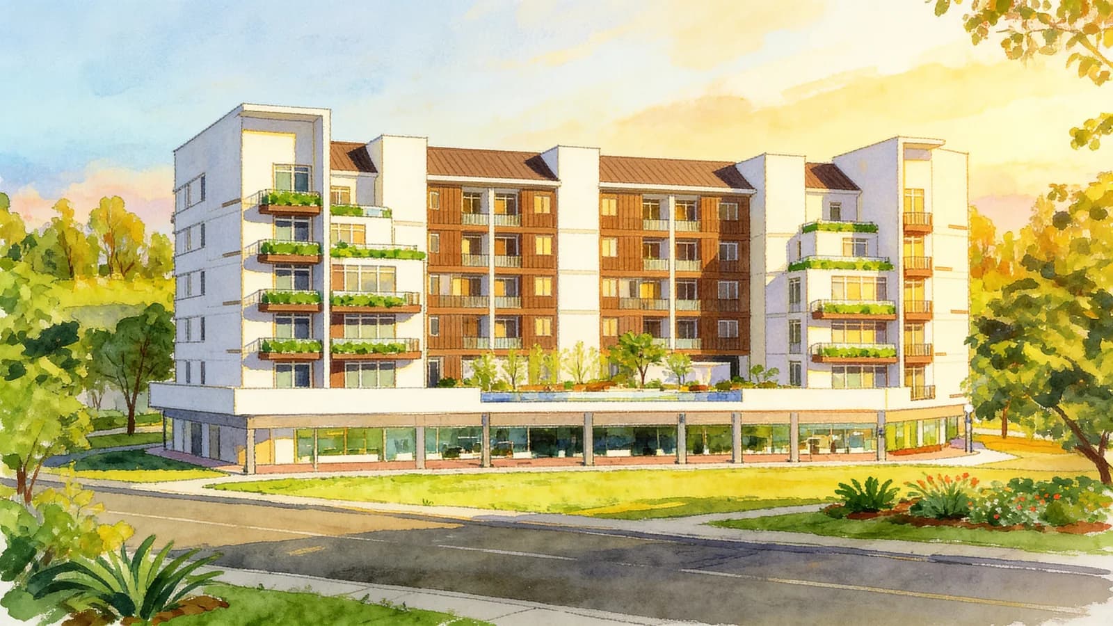Studios @ Marne, a 6-storey apartment in Kallang. Illustration is AI-generated.