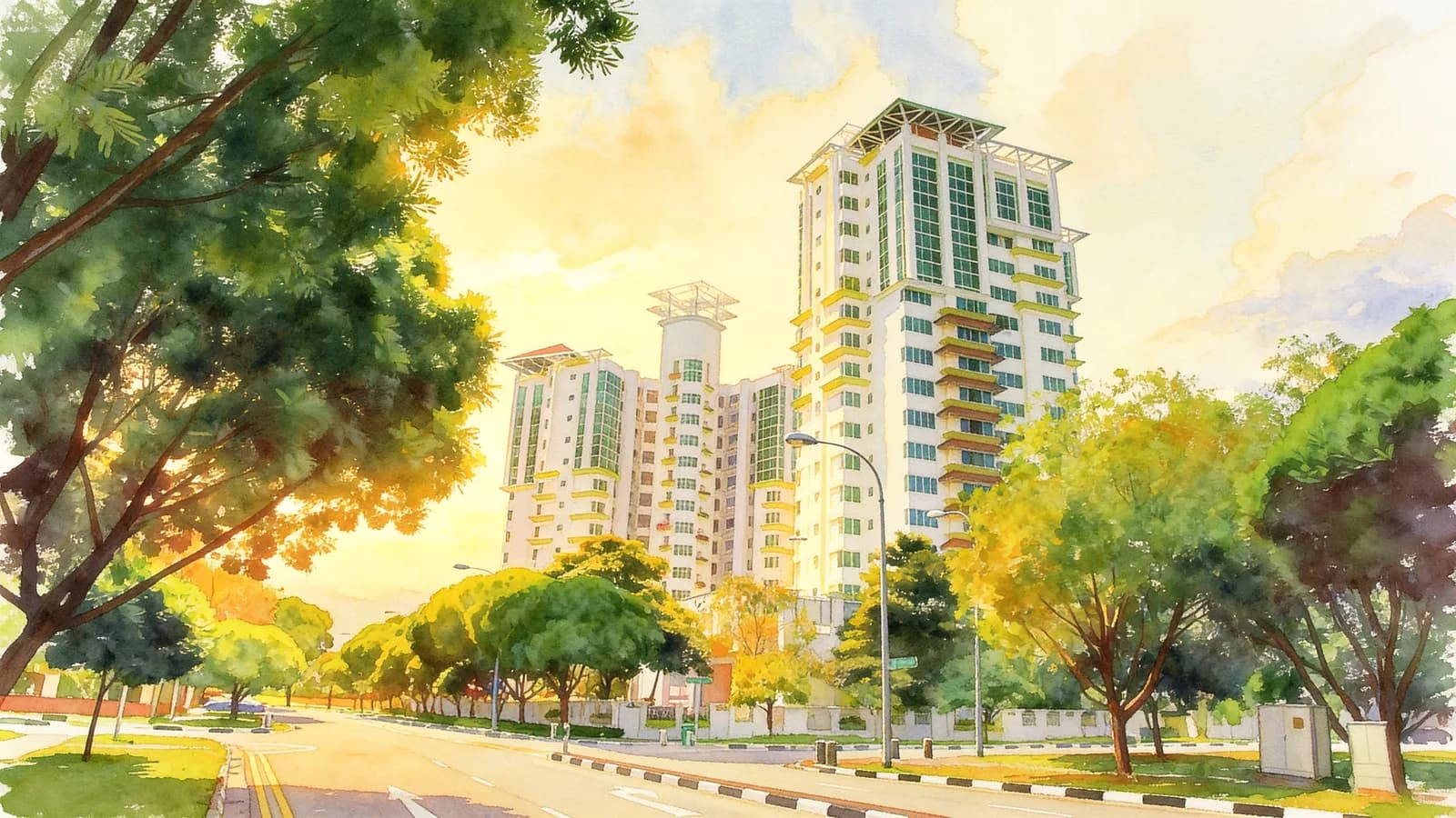 Tanjong Ria Condominium, a condominium in Kallang. Illustration is AI-generated.