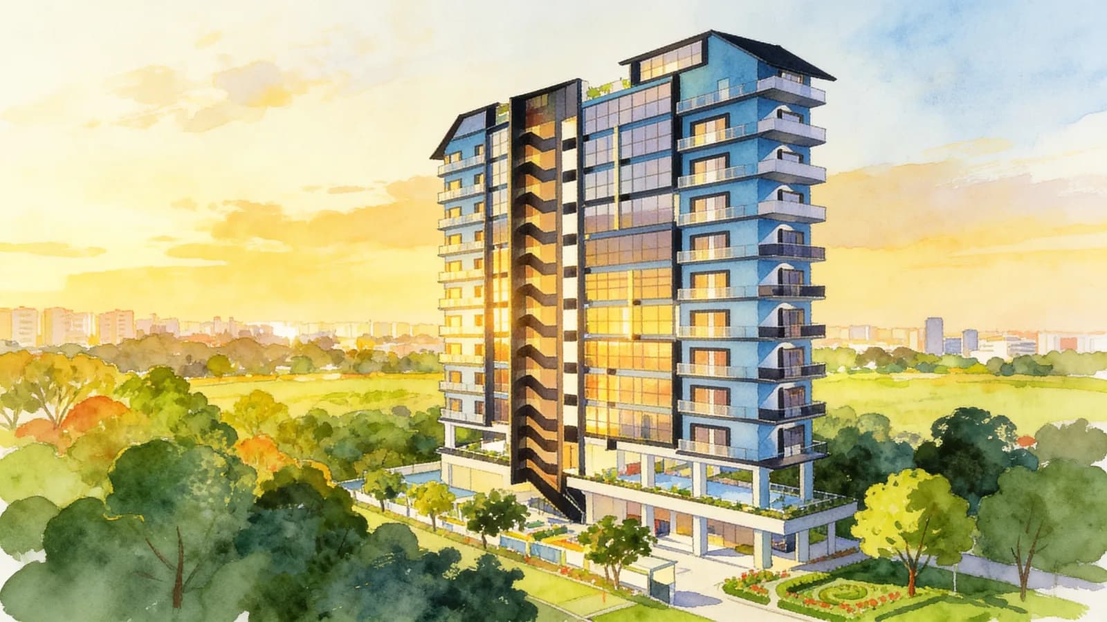 Harbour Suites, a 13-storey condominium in Bukit Merah. Illustration is AI-generated.