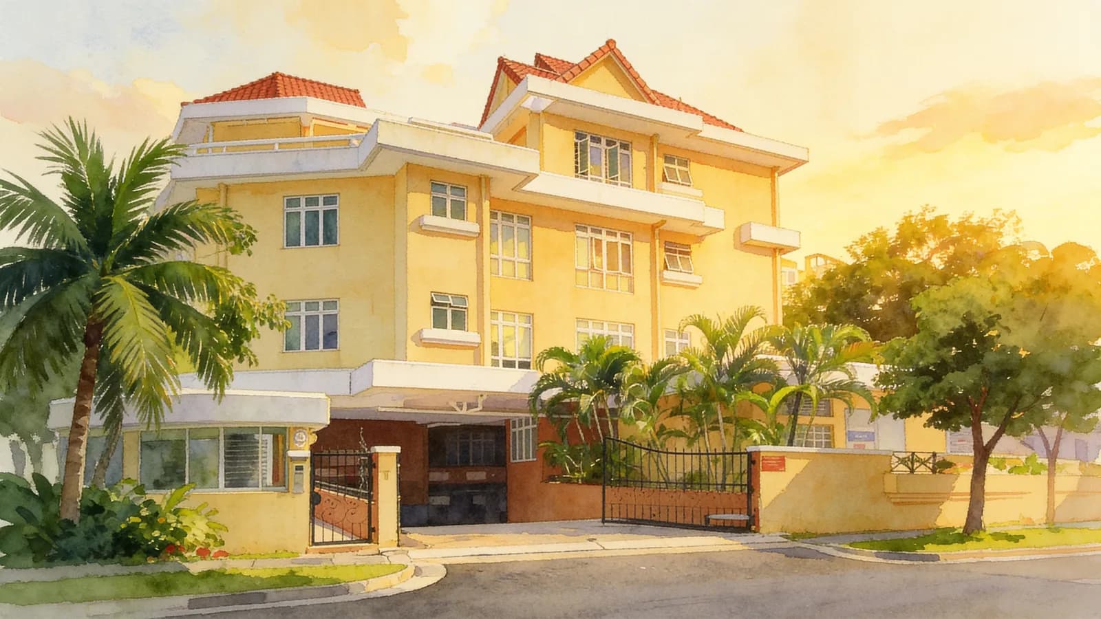 Rose Ville, an apartment in Geylang. Illustration is AI-generated.
