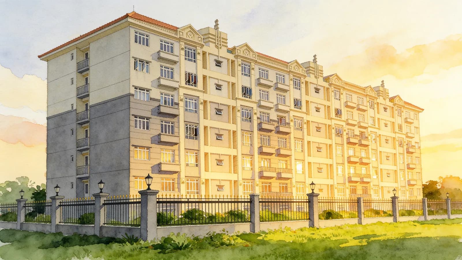Sunflower Court, an 8-storey condominium in Geylang. Illustration is AI-generated.