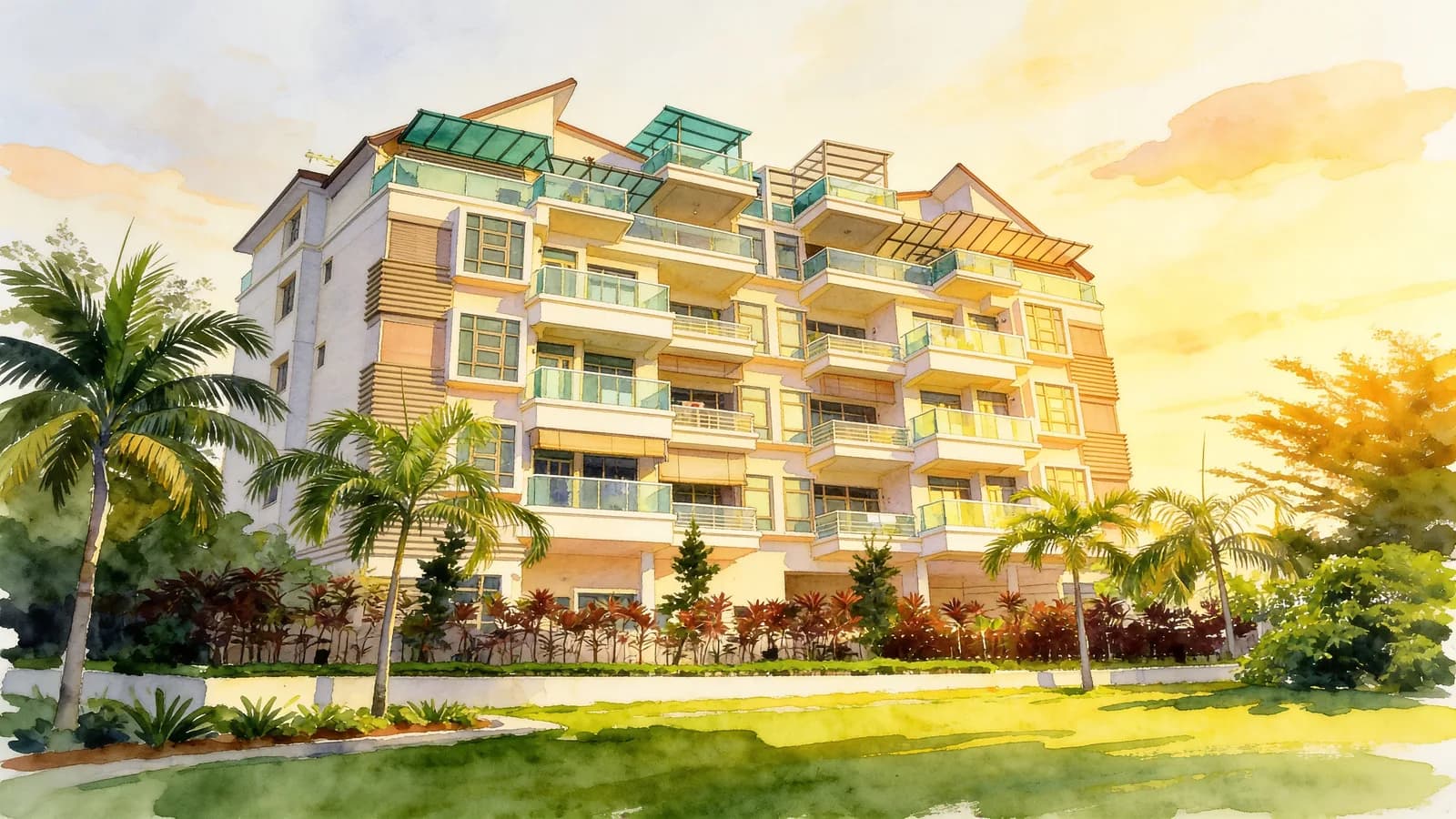 Crystal Heights, an apartment in Queenstown. Illustration is AI-generated.