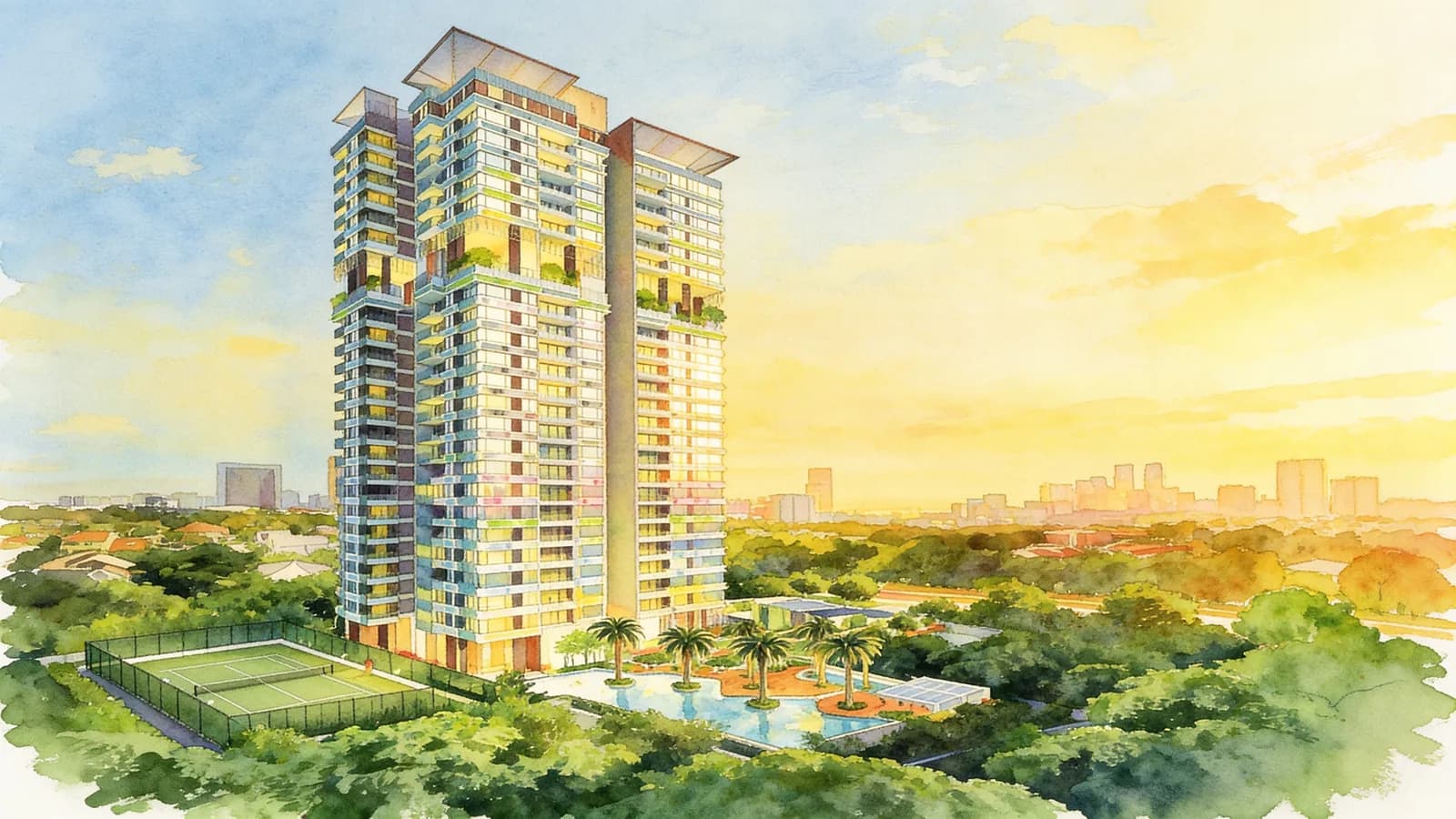 L'viv, a condominium in Novena. Illustration is AI-generated.