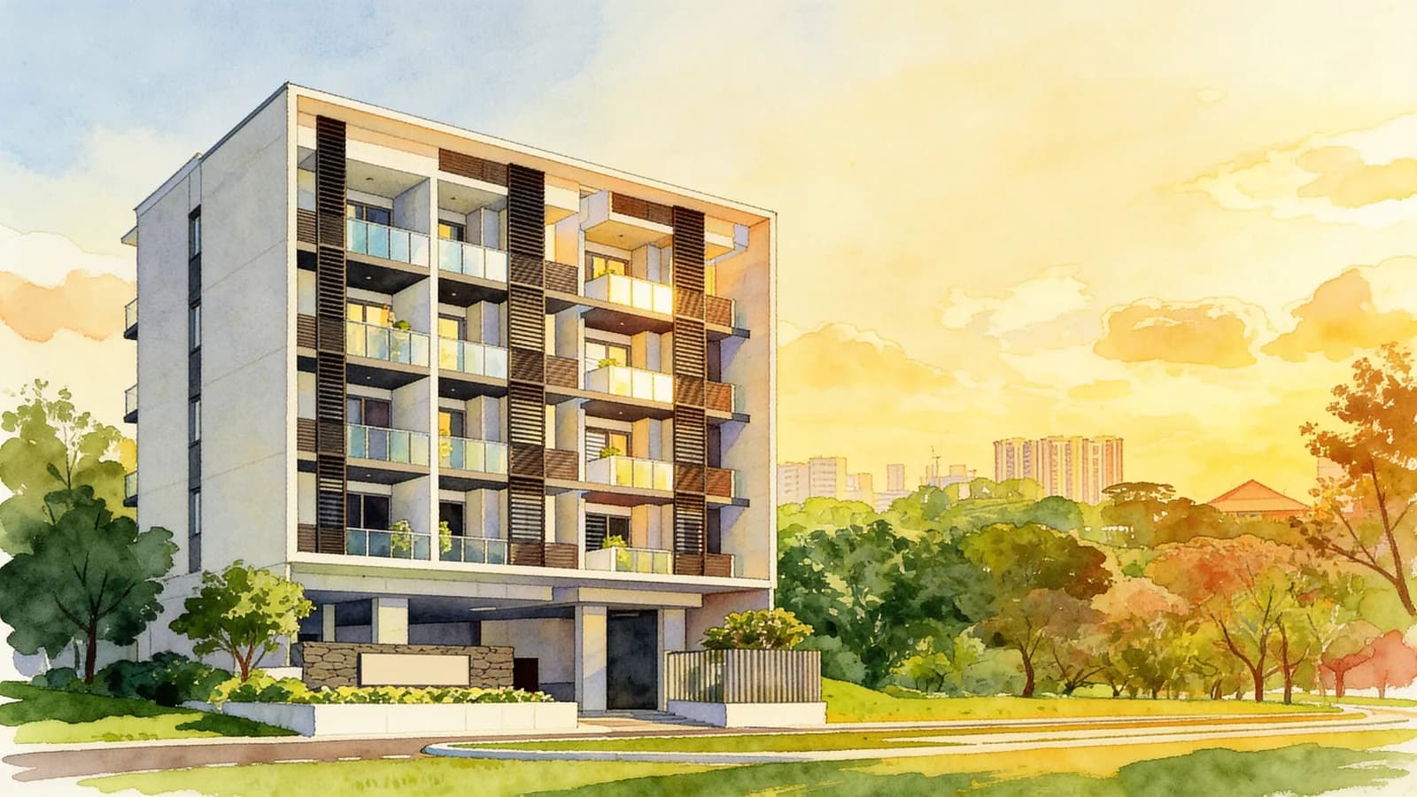 Cassia Edge, a 5-storey apartment in Geylang. Illustration is AI-generated.