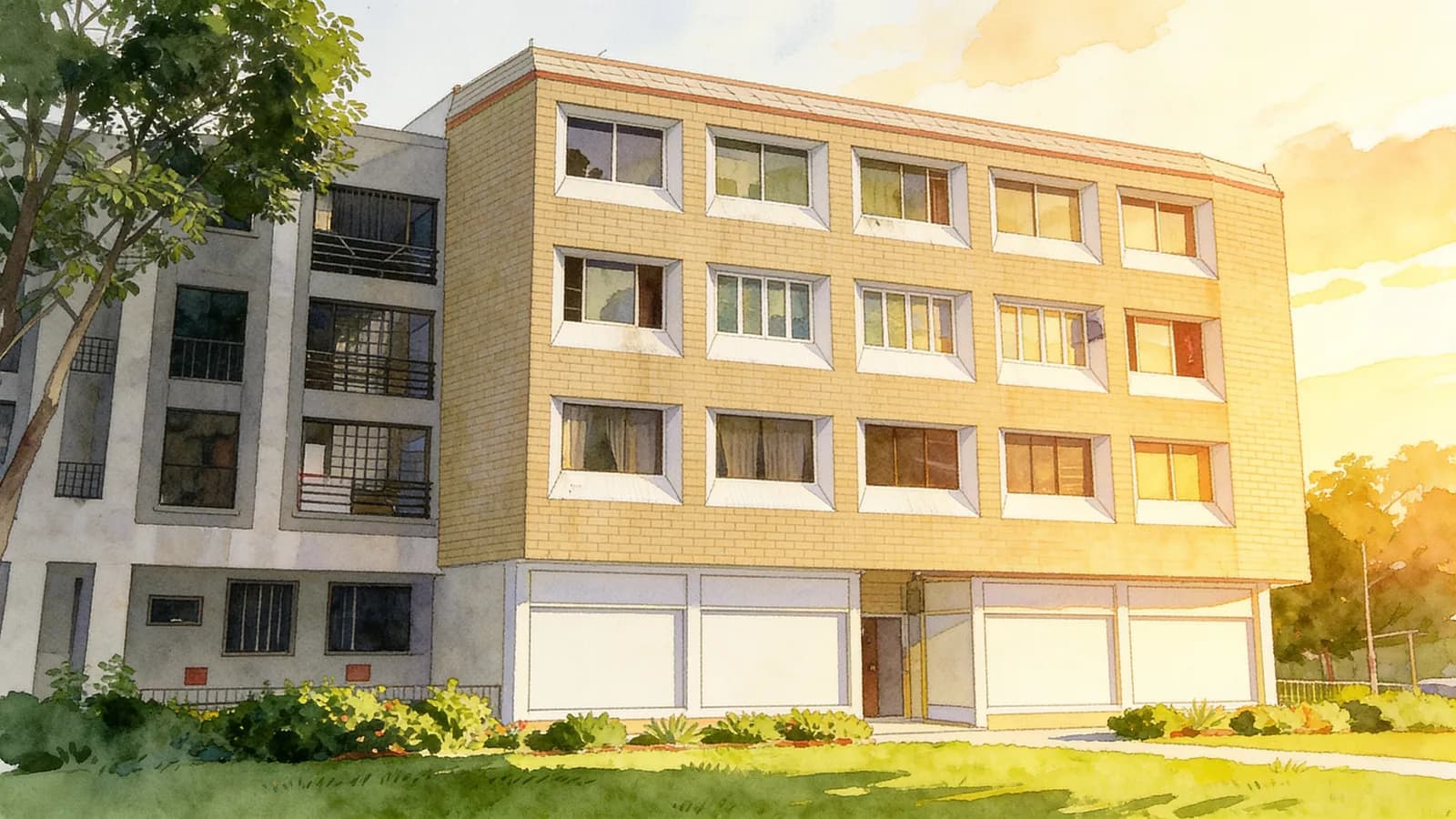 Hong Building, an apartment in Kallang. Illustration is AI-generated.