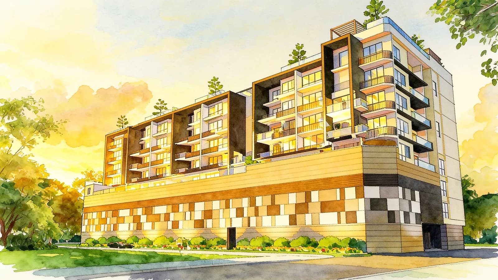 Centra Residence, a 7-storey condominium in Geylang. Illustration is AI-generated.