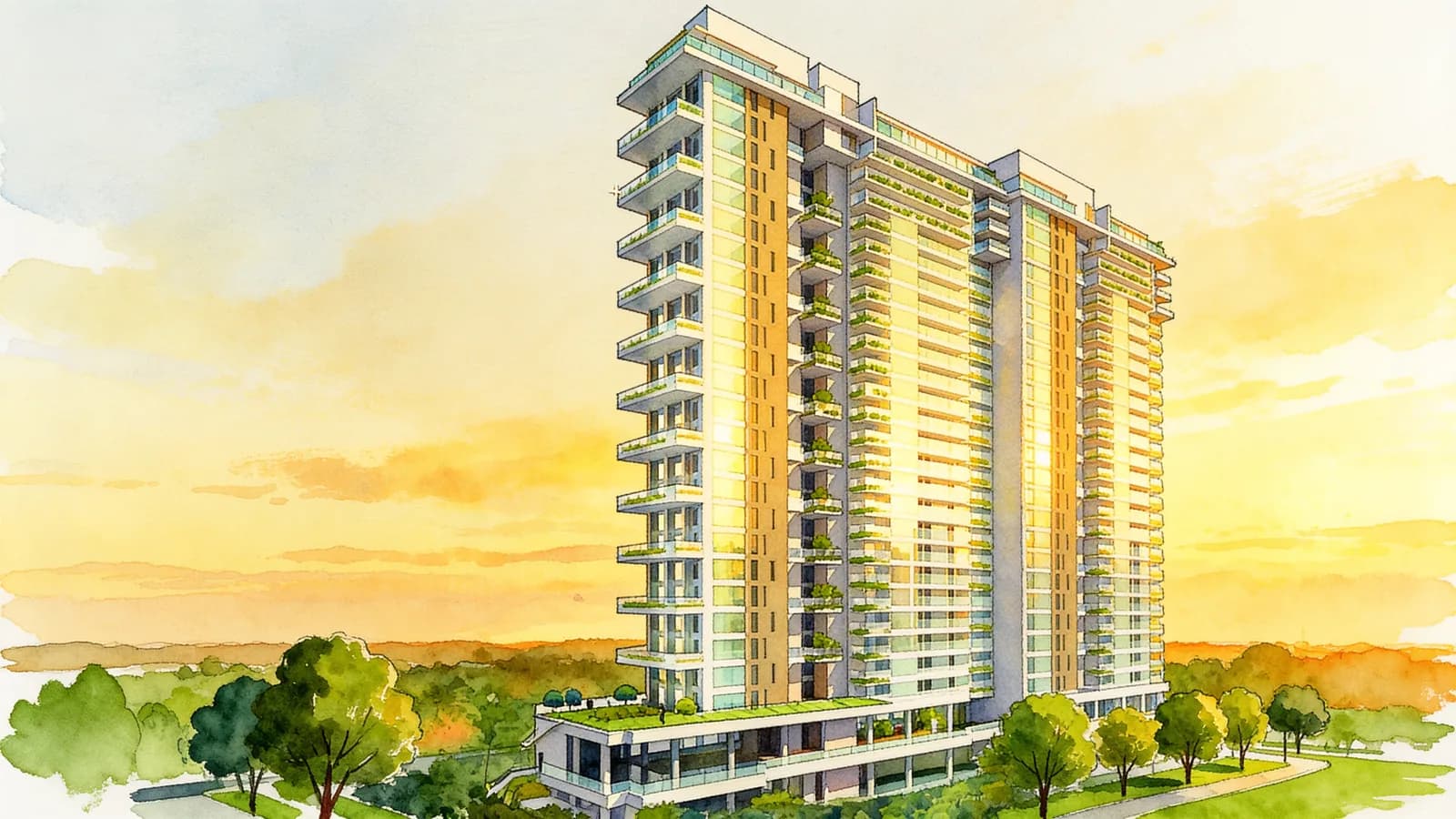 Scotts Highpark, a 27-storey condominium in Newton. Illustration is AI-generated.