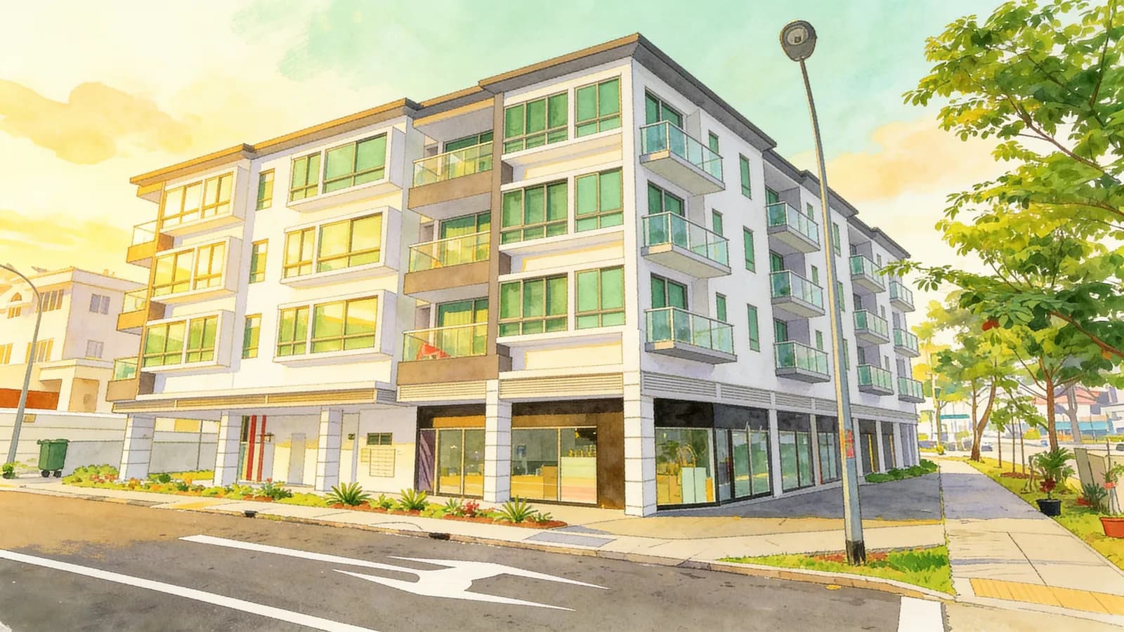 Citigate Residence, an apartment in Kallang. Illustration is AI-generated.
