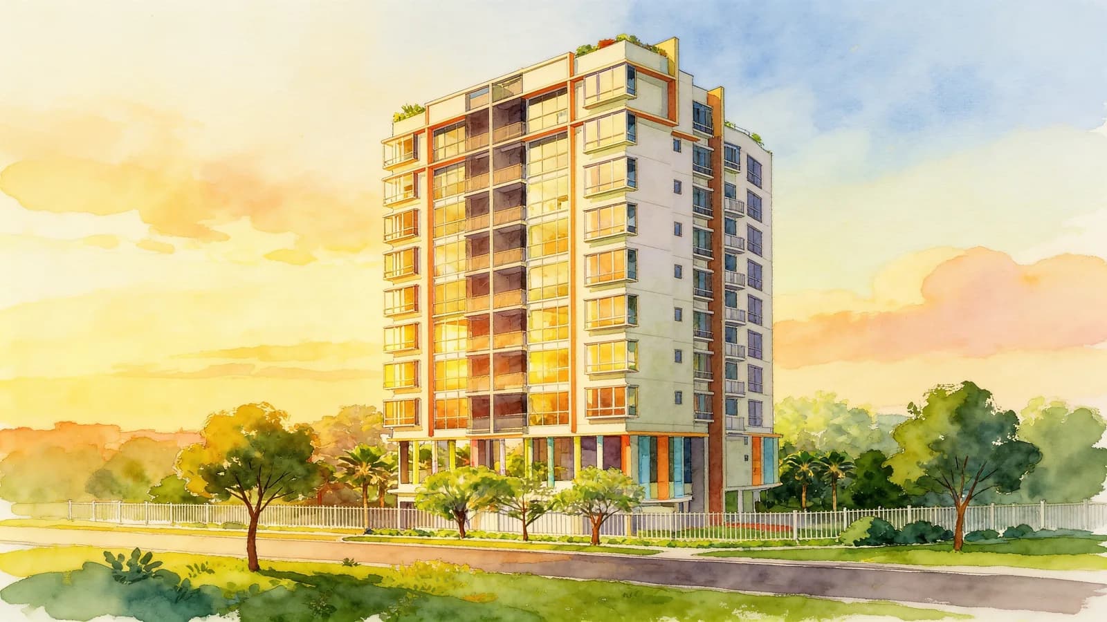 Worthington, a 10-storey apartment in Geylang. Illustration is AI-generated.