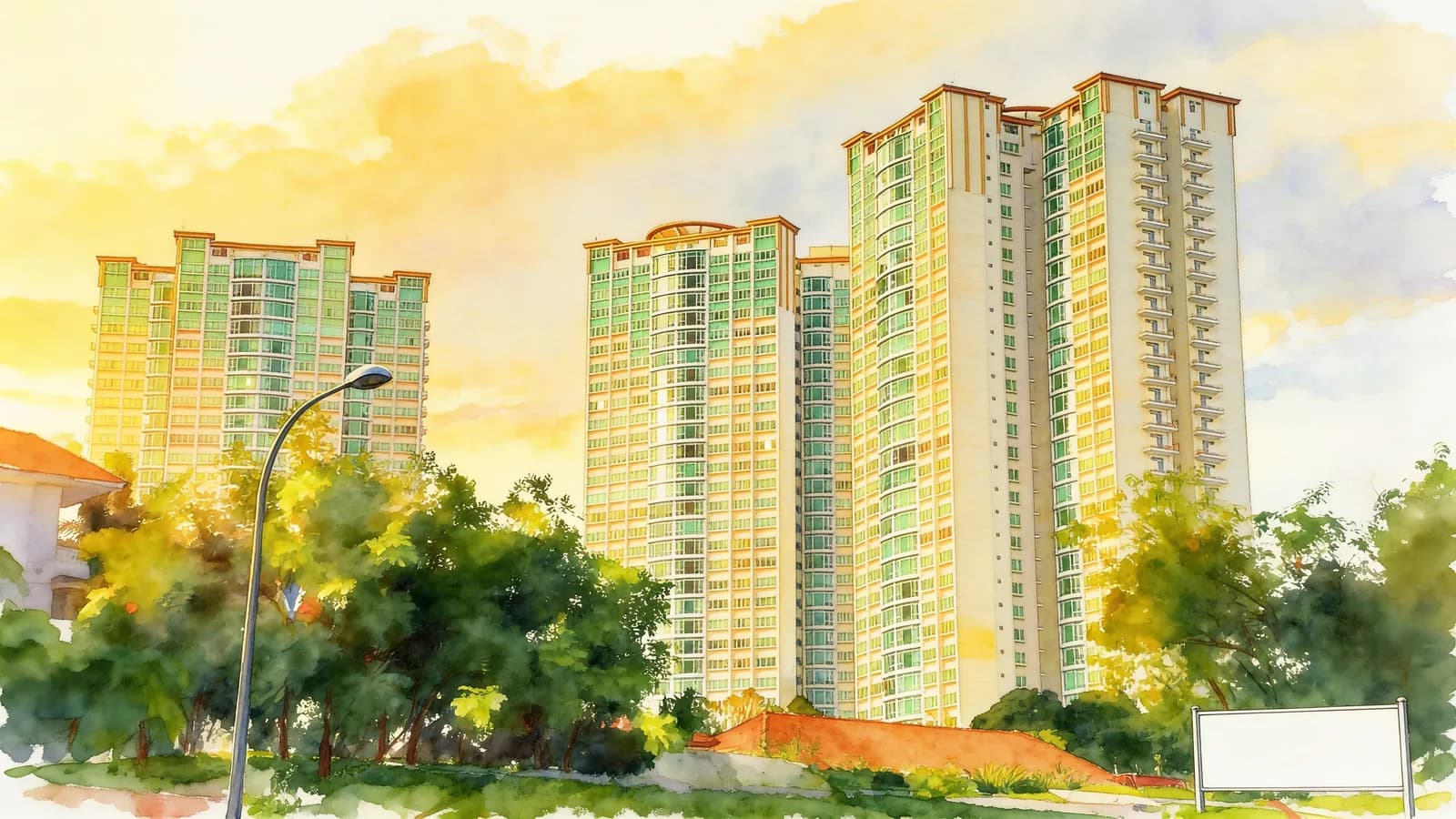 Queens, a 37-storey condominium in Queenstown. Illustration is AI-generated.