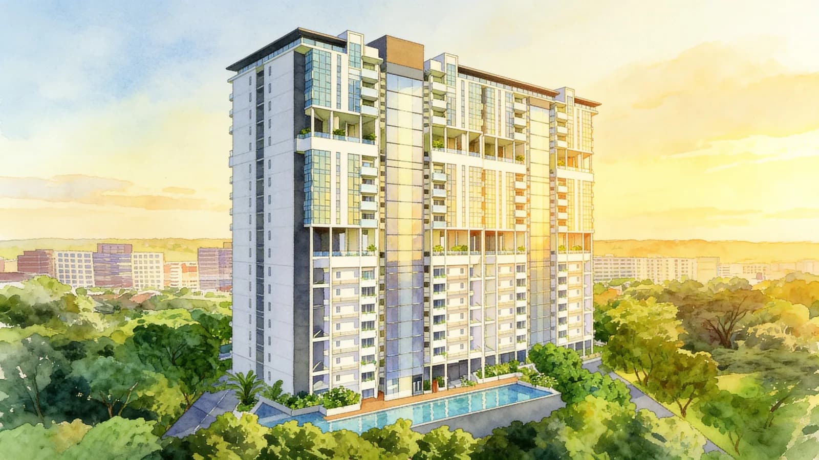 Forte Suites, a condominium in Kallang. Illustration is AI-generated.