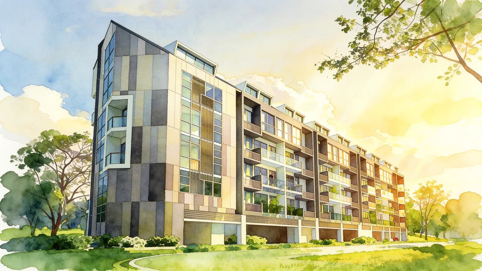 Smart Suites, a 5-storey condominium in Geylang. Illustration is AI-generated.
