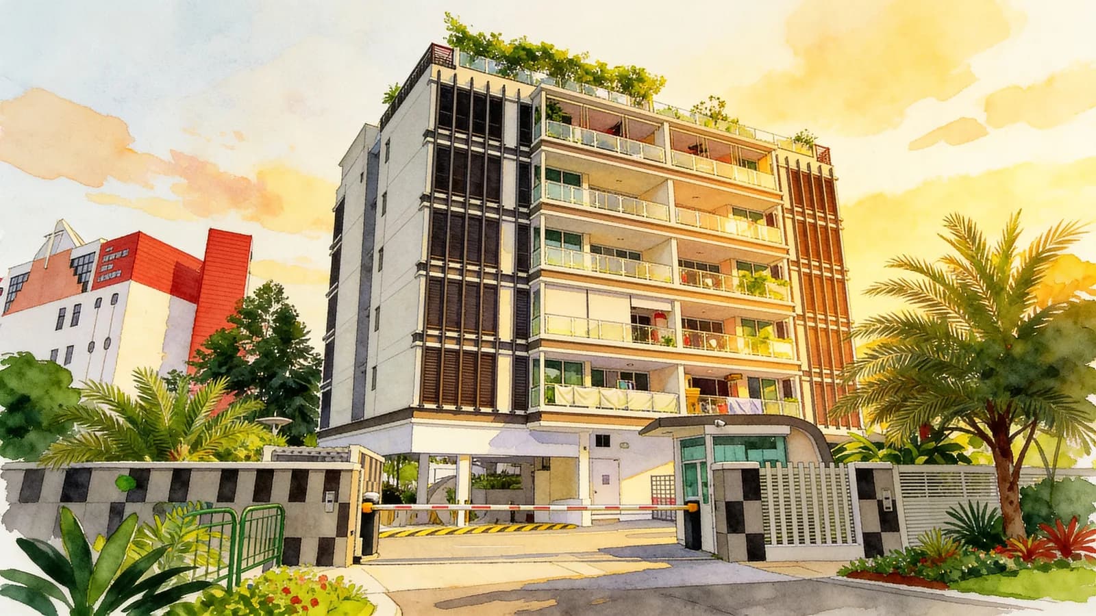 Urban Residences, a 5-storey condominium in Hougang. Illustration is AI-generated.