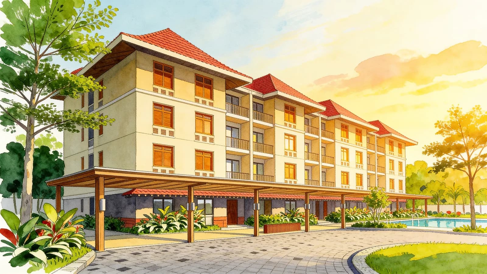 Sophia Hills, a 7-storey condominium in Rochor. Illustration is AI-generated.