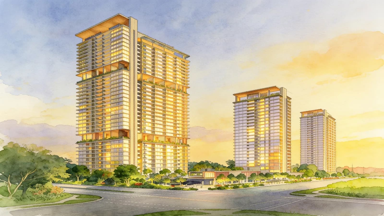 One Marina Gardens, a 44-storey apartment in Marina South. Illustration is AI-generated.