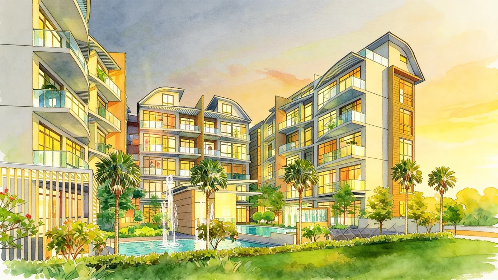 Naung Residence, an apartment in Hougang. Illustration is AI-generated.