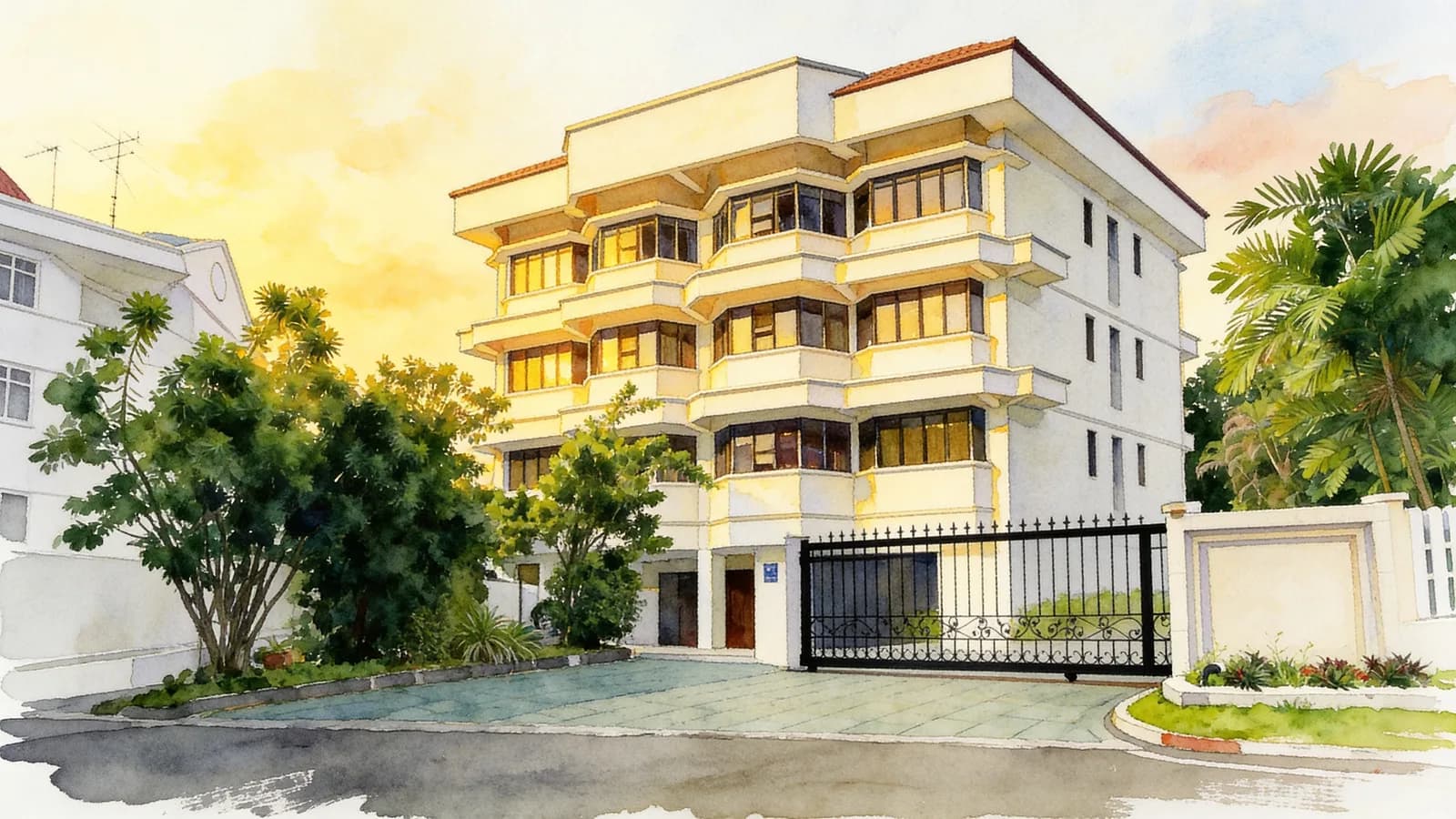 Dunearn Lodge, a 4-storey apartment in Bukit Timah. Illustration is AI-generated.
