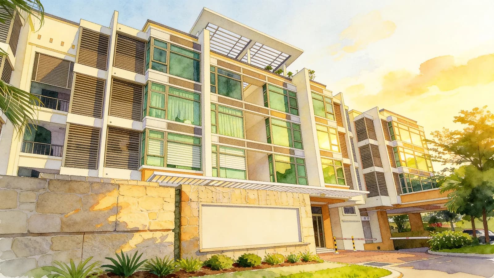The Carpmaelina, a 5-storey condominium in Geylang. Illustration is AI-generated.
