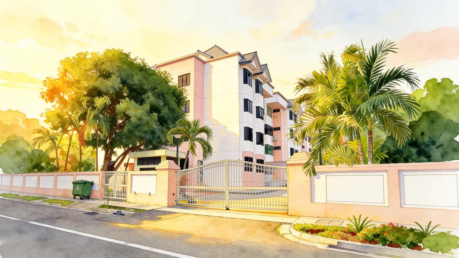 Fragrance Court, a 4-storey condominium in Queenstown. Illustration is AI-generated.