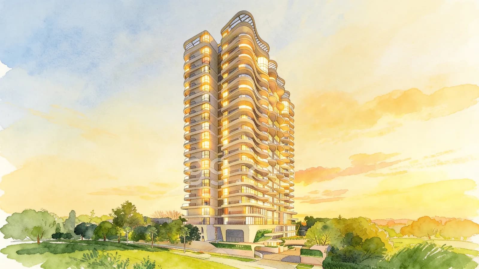 Amber Skye, a 20-storey apartment in Marine Parade. Illustration is AI-generated.