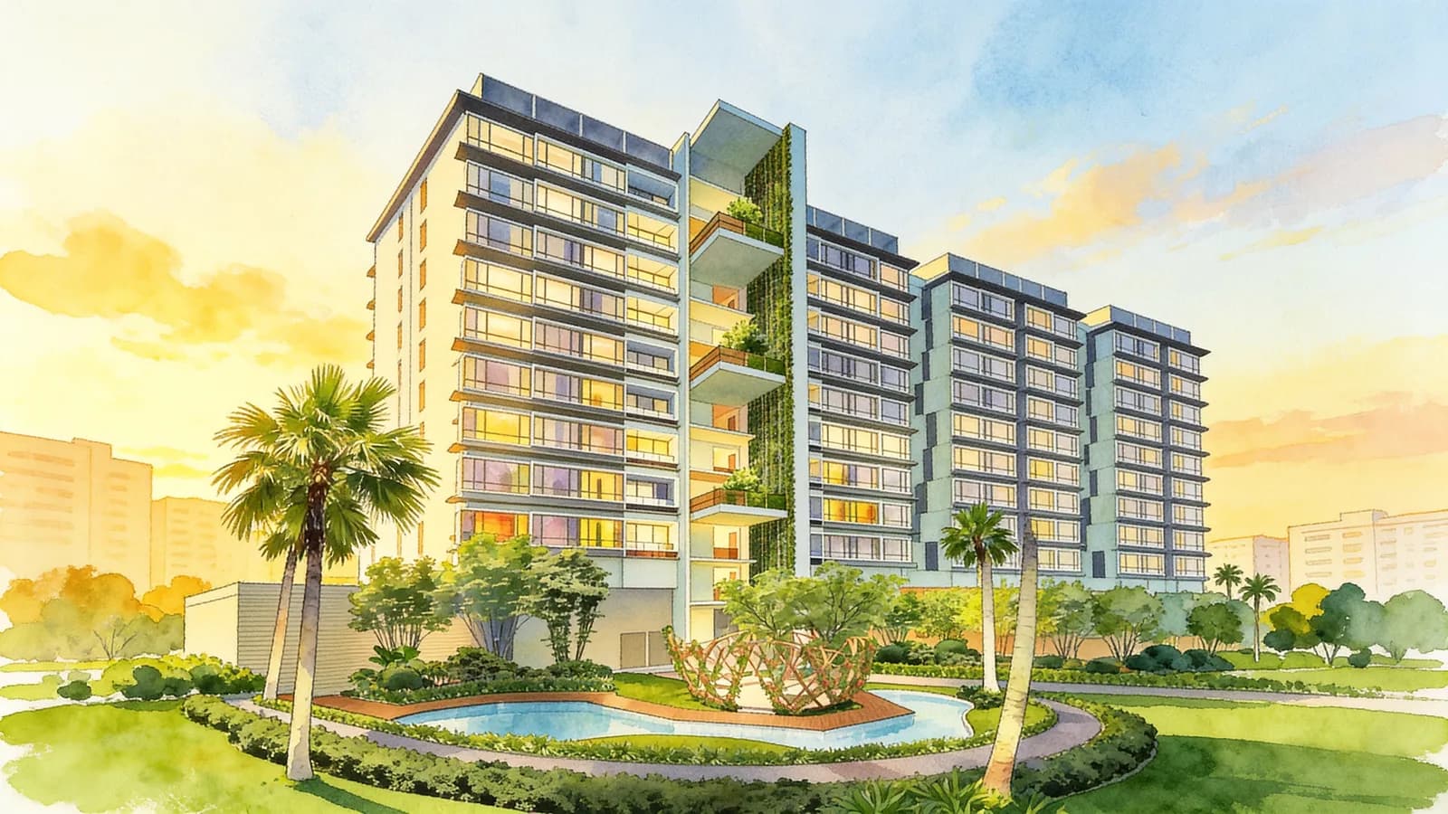 D'nest, a 13-storey condominium in Pasir Ris. Illustration is AI-generated.