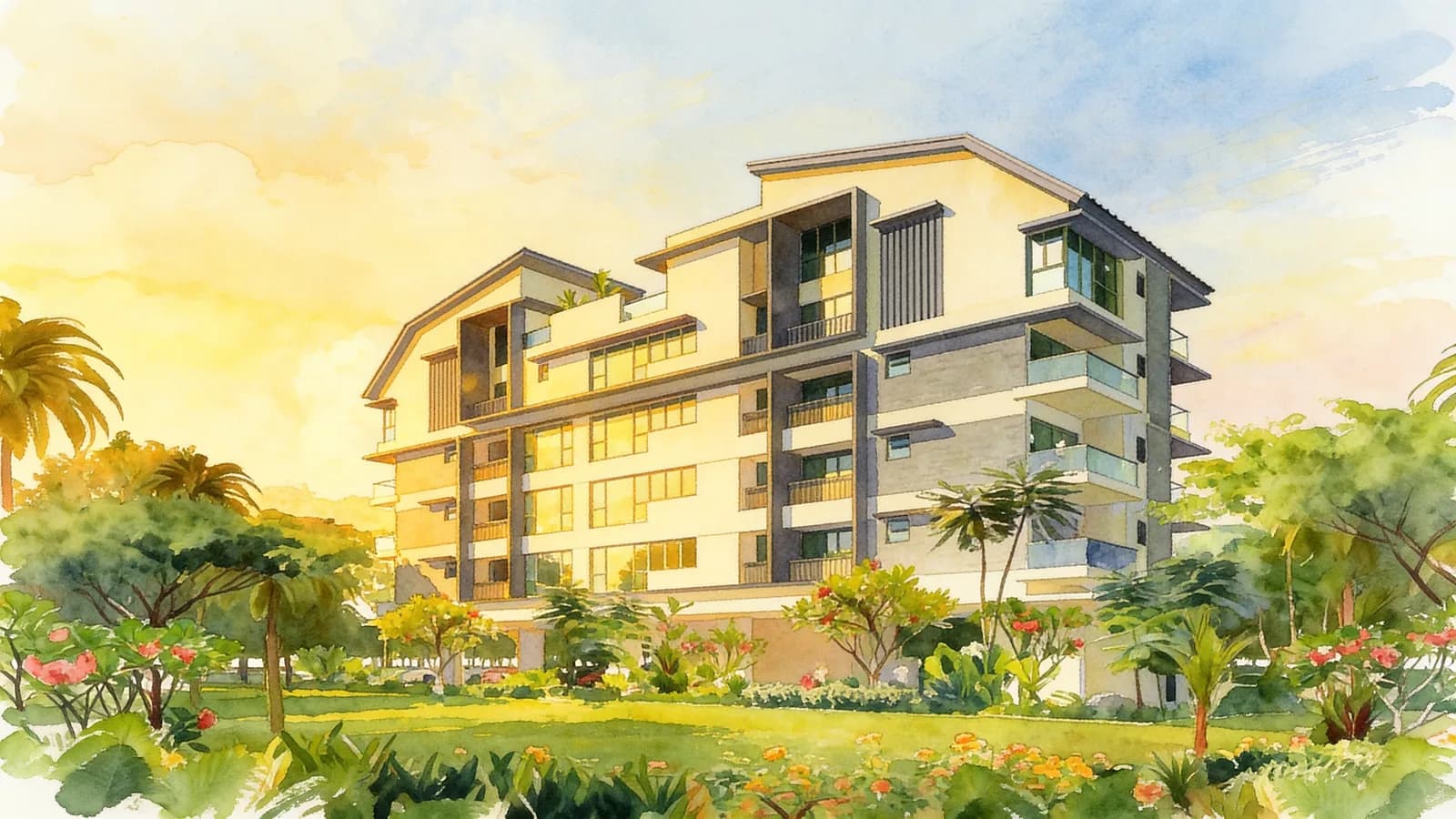 First Point Suites, an apartment in Bedok. Illustration is AI-generated.