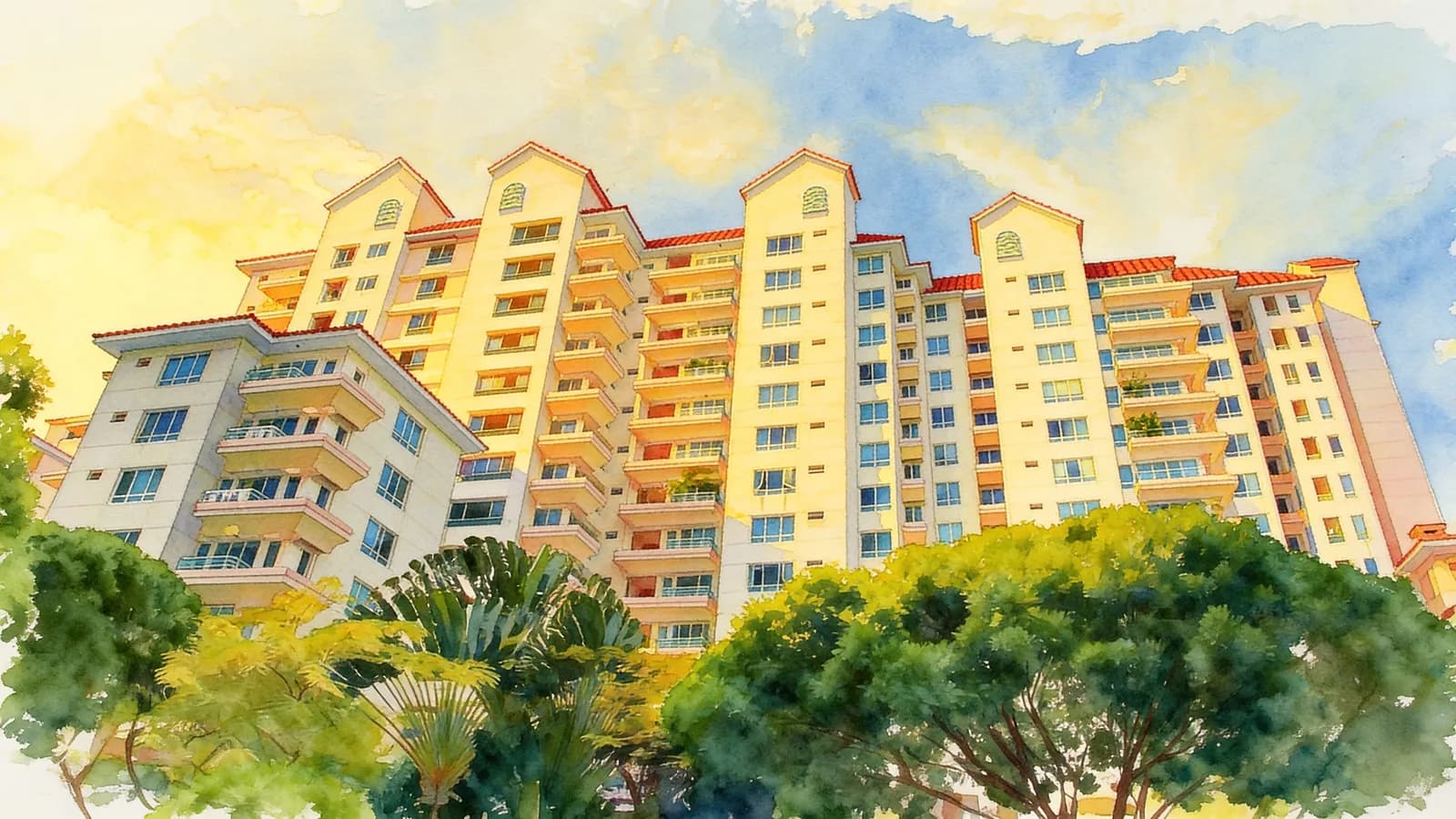 Parkshore, a 15-storey condominium in Kallang. Illustration is AI-generated.
