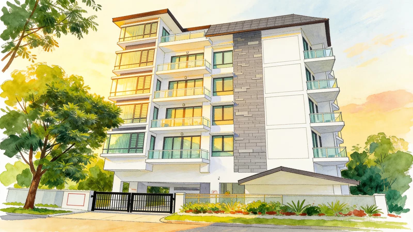 The Estrella, a condominium in Queenstown. Illustration is AI-generated.