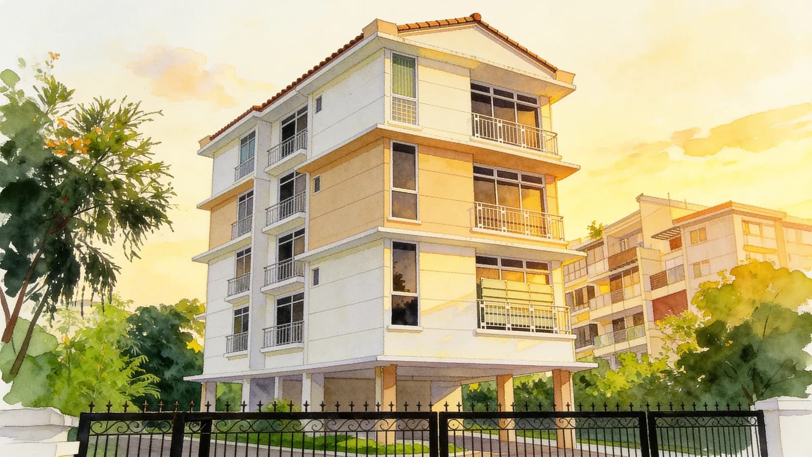 East View 18, an apartment in Geylang. Illustration is AI-generated.