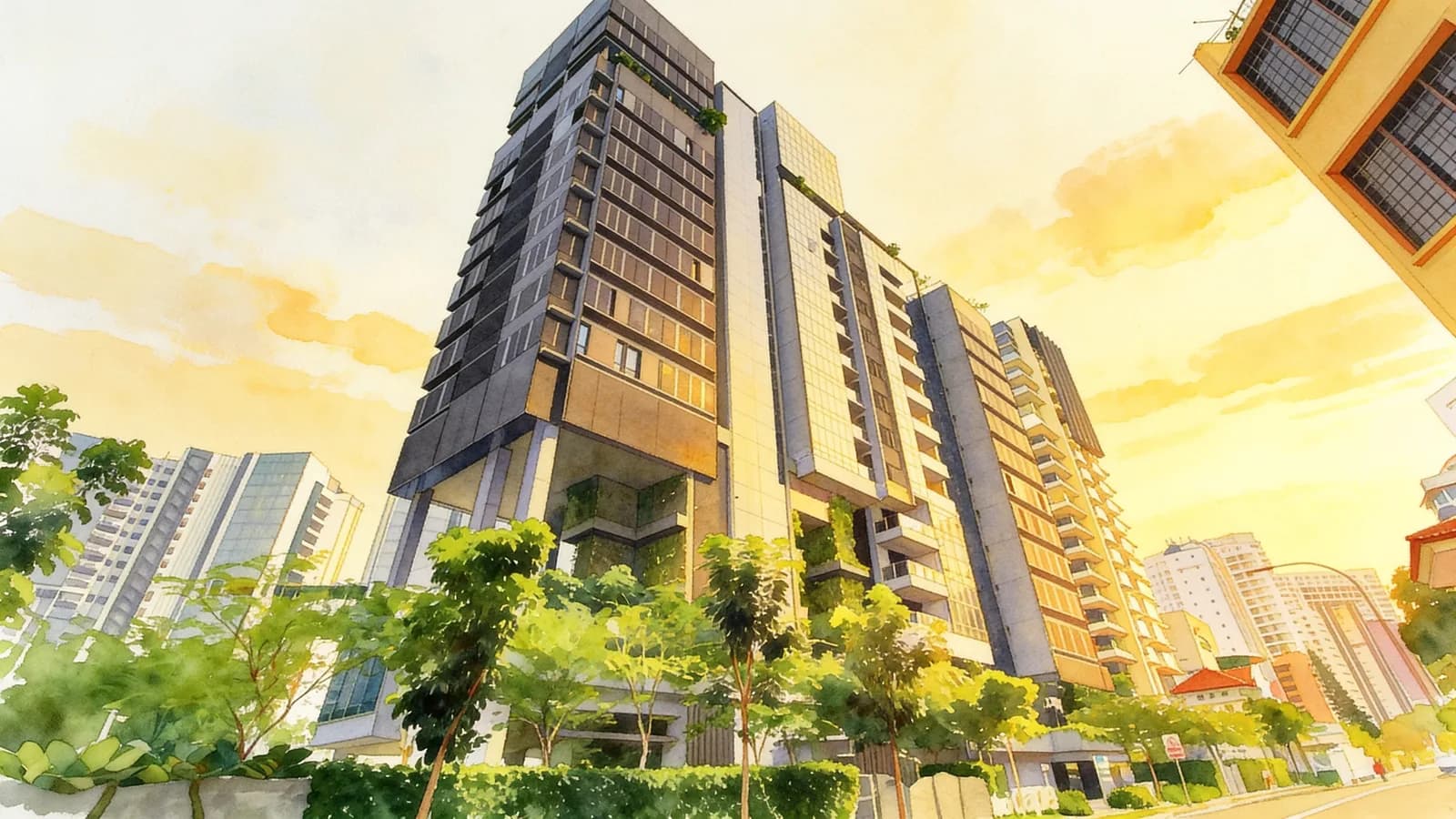 The Cape, a 16-storey apartment in Marine Parade. Illustration is AI-generated.