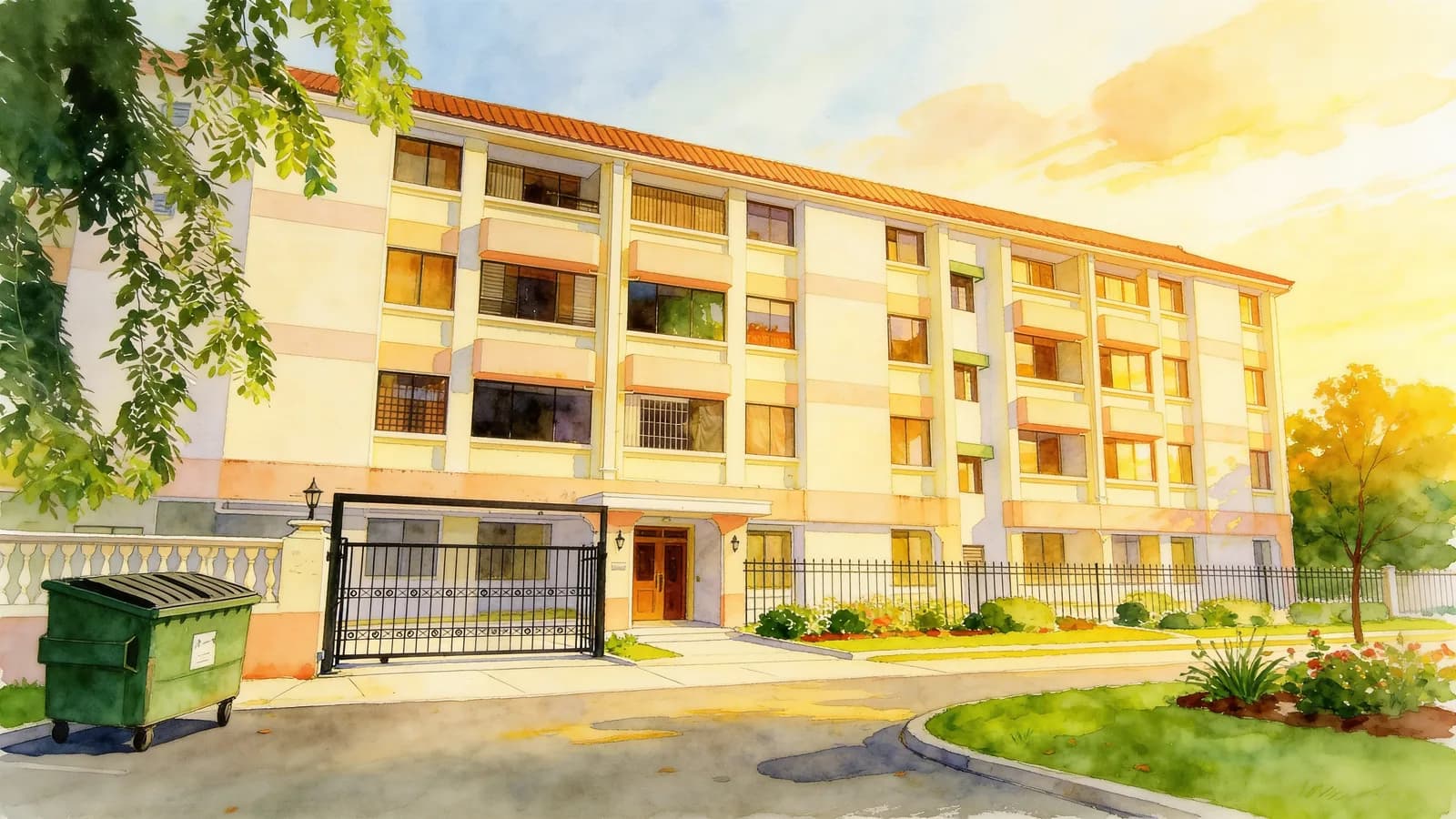 Chen Fang Mansions, an 8-storey condominium in Geylang. Illustration is AI-generated.