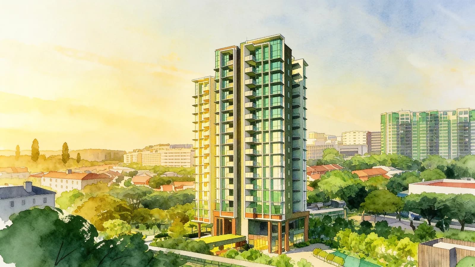 Bartley Vue, a 16-storey condominium in Toa Payoh. Illustration is AI-generated.