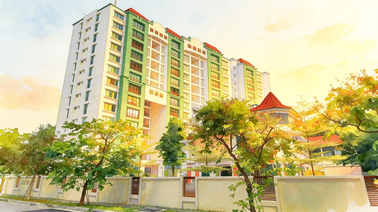 The Meyer Place, an apartment in Marine Parade. Illustration is AI-generated.