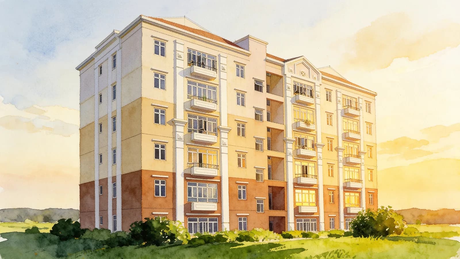Sunflower Mansions, an 8-storey condominium in Geylang. Illustration is AI-generated.